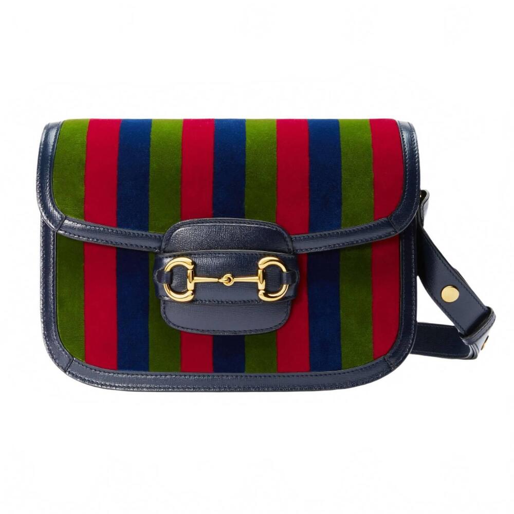 NEW GUCCI women's 1955 horsebit shoulder bag in blue